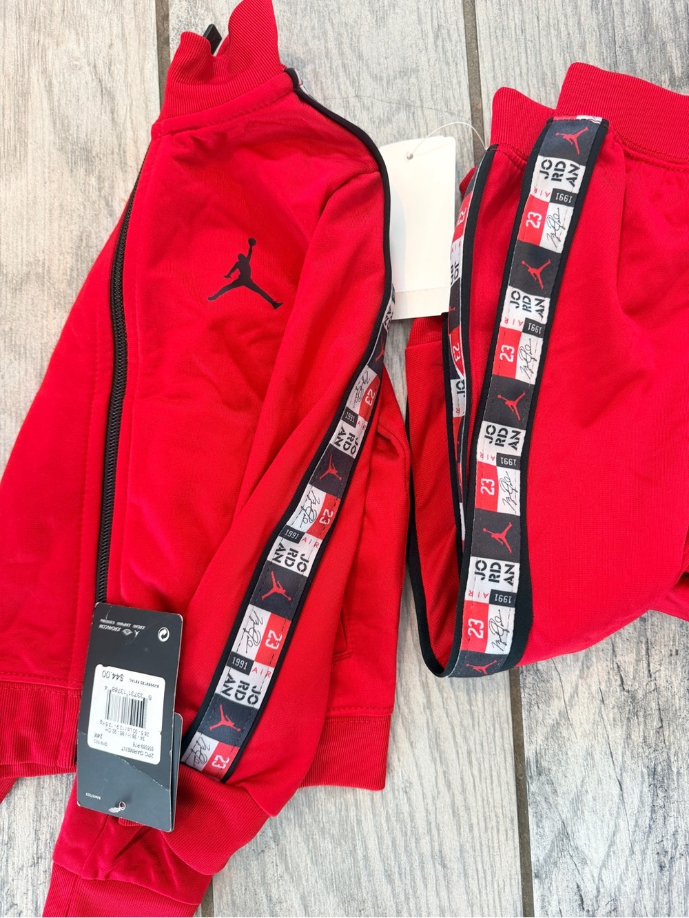 Jordan Kids Red Track Set with Black Jumpman and Logo Tape